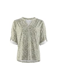 STOOKER® - MARIE PRINT Damen T-Shirt 3/4-Arm - blue ikat aop