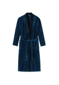 SCHIESSER - Soft Velour Bademantel, Baumwolle, Streifen, für Herren - 803 DUNKELBLAU