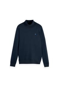 SCOTCH & SODA - Herren Rollkragen Strickpullover - Ecovero Blend Turtleneck Sweater, einfarbig - Dunkelblau