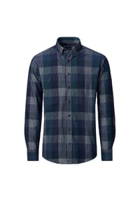 CASAMODA - Herren Freizeithemd Langarm kariert Casual Fit - Blau