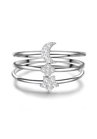 GLANZSTÜCKE MÜNCHEN - Damen Set (Ring 3er) aus 925/- Sterling Silber in Silber mit Zirkonia - silber