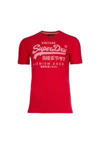 Superdry. - Herren T-Shirt - VI Classic Tee, Logo, Rundhals, einfarbig - Rot