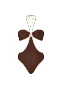 MODA MINX - Badeanzug mit tollen Cut-Outs - Coffee