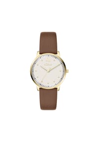 s.Oliver - Uhr - mit weichem strukturierten Band - beige