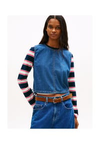 TOMMY Jeans - Shirt, Rundhalsausschnitt, für Damen - 1A5 DENIM MEDIUM