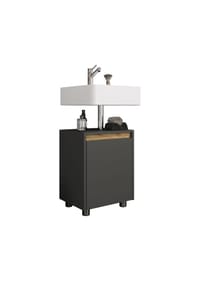 VCM. - Waschbeckenunterschrank, Holz Badschrank mit 1 Drehtür, 55 x 42 x 33 cm, Badunterschrank für das Gäste-WC, Cosila - Anthrazit / Honig-Eiche