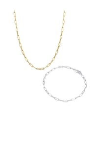 elli. - Schmuckset Kette Armband Bicolor 925 Sterling Silber Vergoldet - Zweifarbig