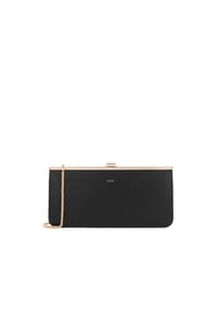 Kazar - Elegante schwarze Clutch-Tasche mit goldenem Rahmen - Schwarz
