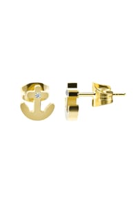 Adelia's - Adelia's Damen Ohrstecker aus poliertem Edelstahl mit Anker und Strass - weiß