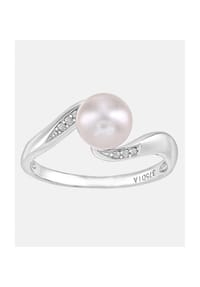 Diamant L'eternel - Ring, mit 0.04 ct Diamant, mit Zuchtperle, 375 Weißgold - white gold