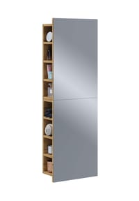 VCM. - Badschrank zeitlos | Maße ca. H. 118 x B. 40 x T. 15 cm | ausreichend Stauraum | Spiegelschrank - Flandu XL - Honig-Eiche