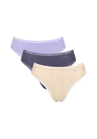 sloggi - Damen Slips, 3er Pack - GO Crush High Leg C3P, Unterhose, Stretch-Baumwolle - Blau/Grau