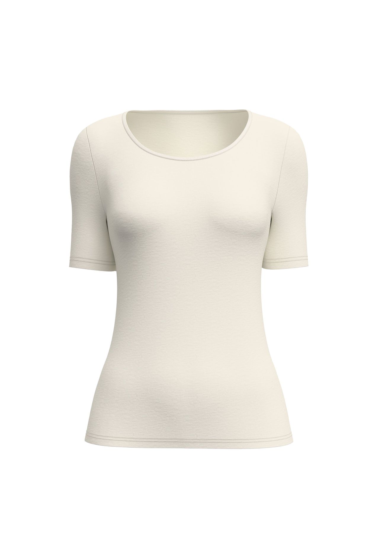 Calida Damen Beige True Confidence Kurzarm-Shirt Aus Wolle-Seidefür M, Natürliche Eleganz In Klarer Kurzarm-Silhouette - Bild 4
