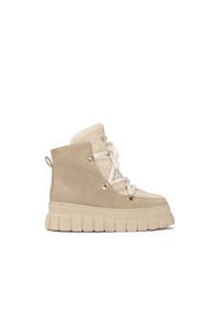 kazar - Beigefarbene Schneestiefel aus Wildleder mit Kunstfell - Beige