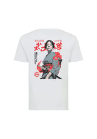 OLDSKULL - T-Shirt Asian Blossom Warrior Graphic mit fernöstlichem Motivprint - White