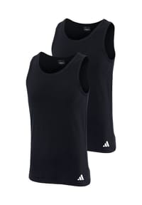 adidas - Herren Unterhemden, 2er Pack - Tank Top, Active Flex Cotton, ärmellos, einfarbig - Schwarz