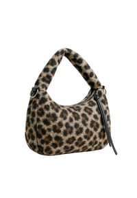 collezione alessandro® - Schultertasche Leo Kuschel Leotasche aus Teddymaterial - braun