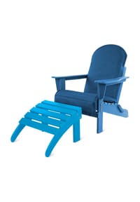 Aspero® - Adirondack Gartenstuhl mit Fußstütze und Auflage - Blau