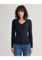 GANT Damen Cabel-Strickpullover - STRETCH COTTON CABLE V-NECK, Zopfstrick Bild 13