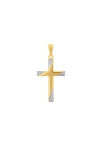 amor Kreuz - Motivanhänger für Damen und Herren, Unisex, Gold 375 | Kreuz - Bicolor