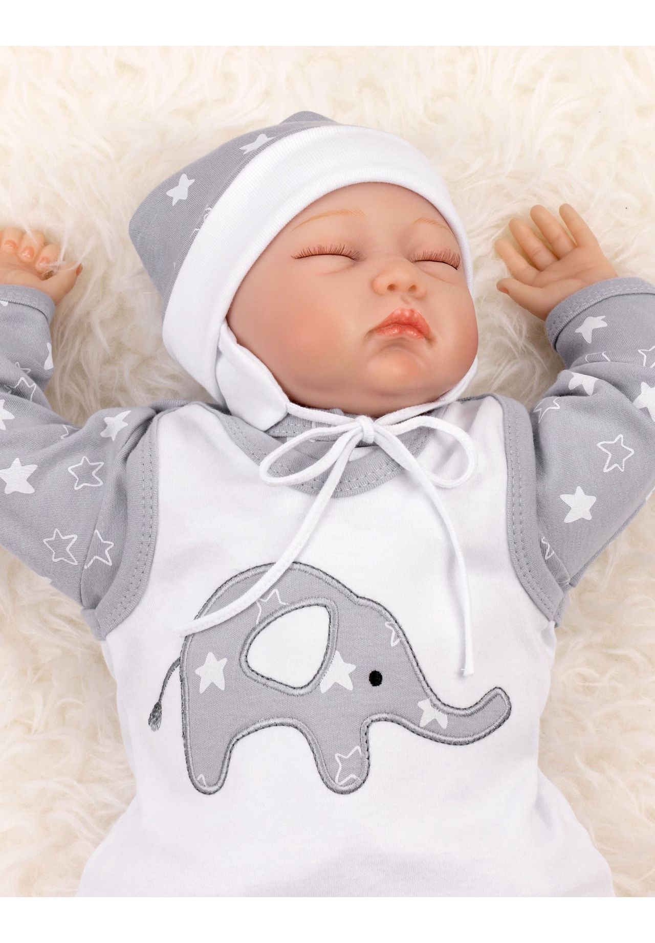 Kinder Babybekleidung BABY SWEETS 3tlg Set Strampler + Shirt + Mütze Little Elephant