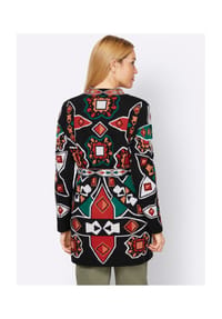 heine - Strickjacke - schwarz-papaya-gemustert
