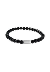 Adelia's - Herren Edelstahl Armband Kugelarmband silberfarben mit Perle und Onyx - schwarz