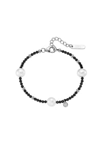 GIORGIO MARTELLO MILANO - Armband mit Süßwasser-Perlen und Ziersteinen, Silber 925 - gold