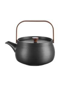 ASA - Japandi Teekanne mit Holzgriff, Porzellan, Black - Black