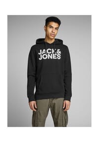 JACK & JONES - Hoodie Corp Logo Kapuzensweatshirt - Black Reg LP