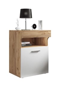 VCM. - Nachtschrank | Beistelltisch mit Drehtür | Nachttisch | Maße ca. H. 61 x B. 45 x T. 39 cm - Slepal M - Honig-Eiche / Anthrazit