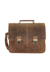 GREEN BURRY Vintage - Vintage Aktentasche Leder 42 cm Laptopfach - braun