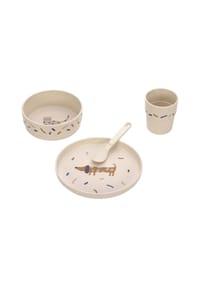 LÄSSIG - Kinder-Geschirr-Set 4er Set - beige