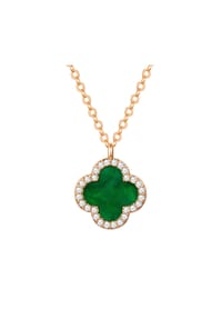 Luluandjane - Kette mit Anhänger gelbgold Zirkonia weiß Acryl grün - gelbgold