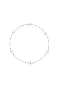 Pearls & Colors - Singapur-Armband mit weißen Perlen, 5-6 mm - Weißgold/Weiß