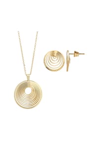 Adelia's - Edelstahl Schmuckset mit Ohrringe + Halskette + Anhänger goldfarben - gold