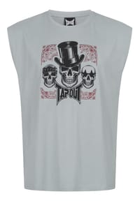 TAPOUT® - Herren ärmelloses T-Shirt normale Passform SKULL TANK - Grey/Black/Red