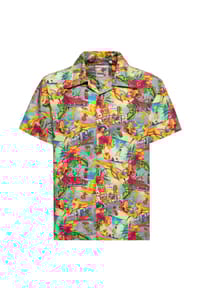 KING KEROSIN - Kurzarmhemd Allover-Print mit sommerlichem Flair Miami & Long Beach - bunt