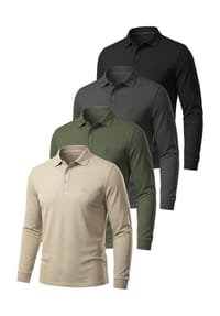 normani® - 4er Set Herren Langarm Poloshirt Lyroe - Anthrazit
