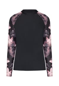 ALEX - Funktionsshirt Abstract Leaves, Langarm, für Damen - E003/ BLACK AOP