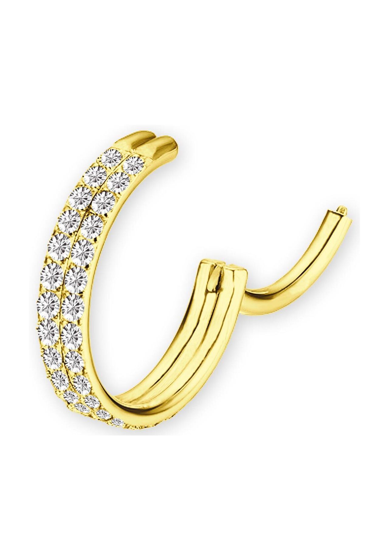 Adelia's Ohrpiercing Nasenpiercing Segment Ring Clicker Gold in 1,2 mm mit  2er Steinkranz | GALERIA