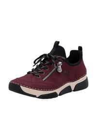 rieker - Lederimitat Sneaker - Schwarz/Bordeaux