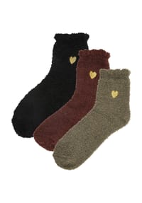 MANGUUN - Flauschsocken, 3er-Pack, für Damen - BLACK