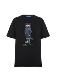 CAT by manii'ta lacitta - Schwarzes T-Shirt Sportkatze - schwarz