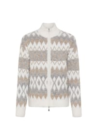 olsen - Cardigan mit Panneaux-Dessin und Stehkragen - Pearl Grey Melange