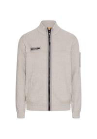 camel active - Strickjacke mit Kontrastdetails und Stehkragen - Grau