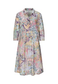 GOLDNER - Kurzgröße:  Elegantes Viskosekleid mit Patch-Muster - salbei / rosé / gemustert