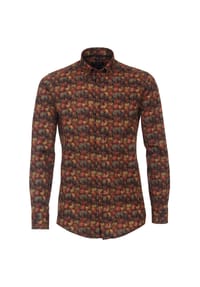 CASAMODA - Herren Freizeithemd Print Casual Fit - Dunkelorange
