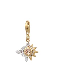 elli. - Charm Sonne Mond Zirkonia Weiß 925 Sterling Silber Vergoldet - Zweifarbig