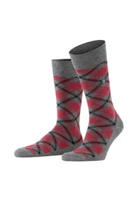 Burlington - Socken "Tartan", Rippbündchen, für Herren - 3975 CARBON MEL.